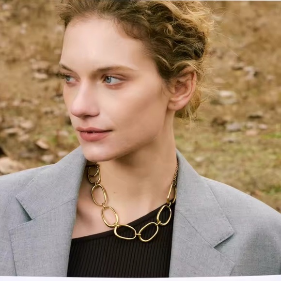 Modern Chunky Gold Plated Chain Necklace – 16.9” Stainless Steel - Picture 11 of 16